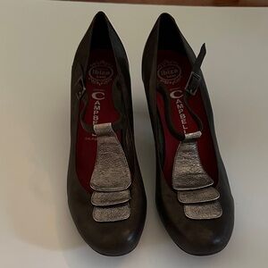 Jeffrey Campbell Metallic Brown Heels with Pewter Accents